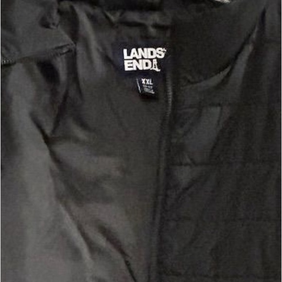 Lands' End Men's Insulated Puffer Vest XXL Black Fall Snap Closure Side Pockets - Picture 4 of 11
